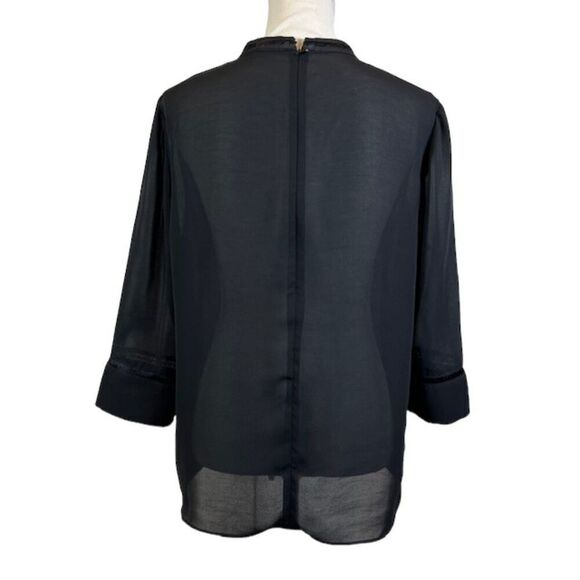 Reiss Kris Chiffon Top Black with Peekaboo Neck Cutout Silky Elegant Size 10 - Picture 4 of 13